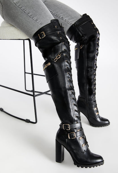Faux Leather Rock Star Boot