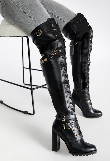 Faux Leather Rock Star Boot