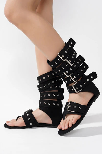 Denim Belt Flats Gladiator