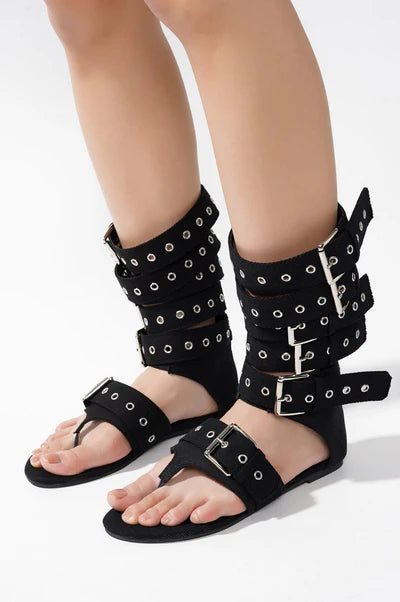 Denim Belt Flats Gladiator
