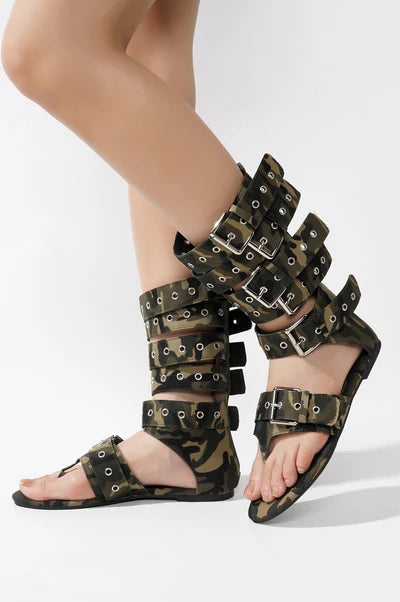 Denim Belt Flats Gladiator
