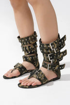 Denim Belt Flats Gladiator