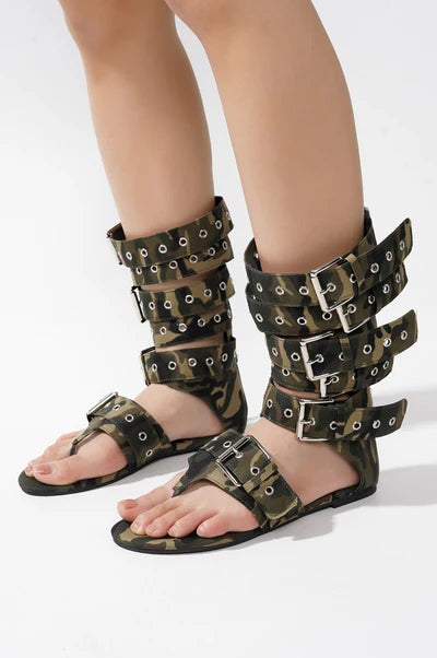 Denim Belt Flats Gladiator